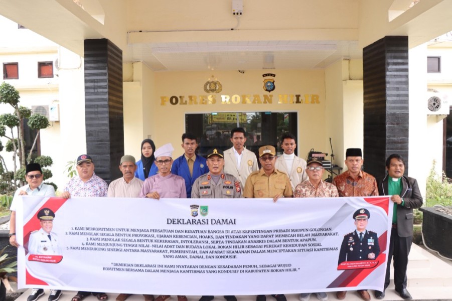 Polres Rokan Hilir Deklarasi Damai bersama Forkopimda dan Tokoh Masyarakat