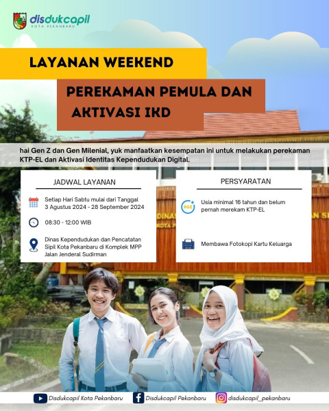 Disdukcapil Pekanbaru Kembali Buka Layanan Rekam KTP Pemulal Setiap Sabtu