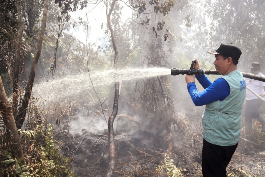 Pastikan Pemadaman Kebakaran Lahan di Kecamatan Payung Sekaki Lancar,Wawako Markarius Turun ke Lapangan