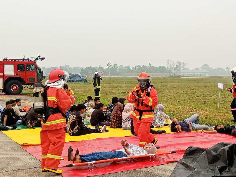 Latihan penanggulangan keadaan darurat digelar di Bandara Internasional Sultan Syarif Kasim (SSK) II Pekanbaru