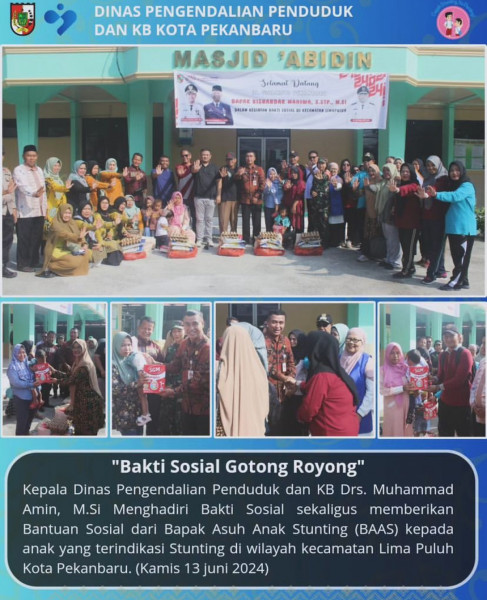 Disdalduk KB Pekanbaru Salurkan Bantuan Untuk Anak Stunting di Kecamatan Limapuluh