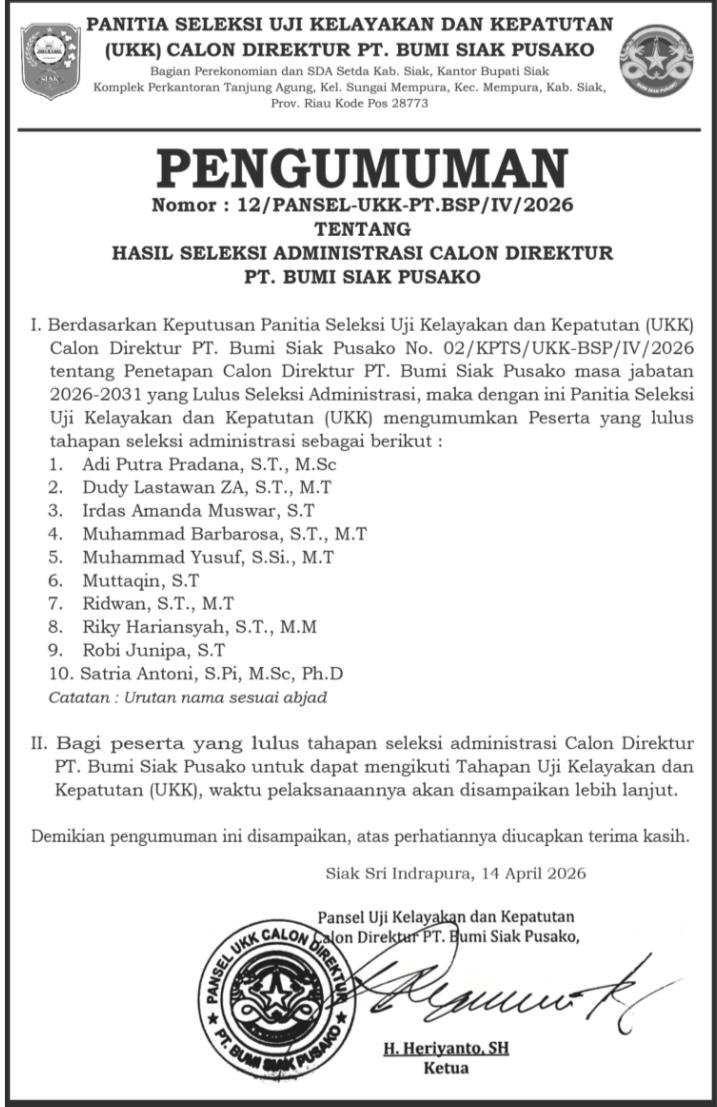 10 Nama Lolos Administrasi Calon Direktur BSP, Lanjut UKK di Jakarta