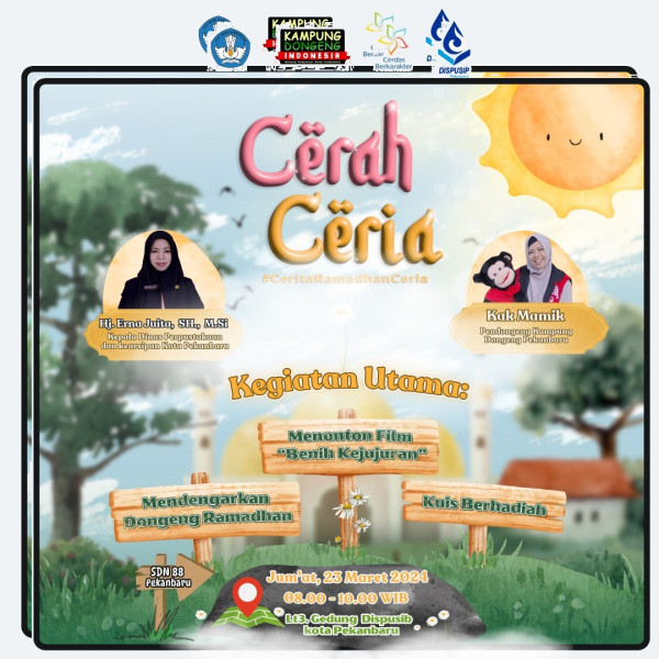90 SD di Pekanbaru ikuti Kegiatan Cera Ceria Ramadhan di  Perpustakaan Tenas Effendy