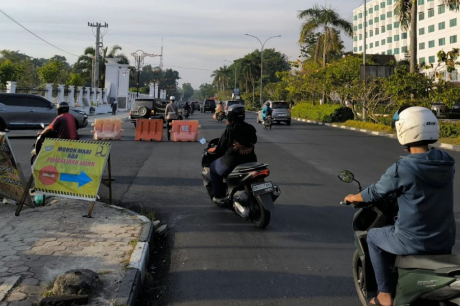 Pelebaran Jalan Diponegoro dan Thamrin Pekanbaru Hampir Rampung