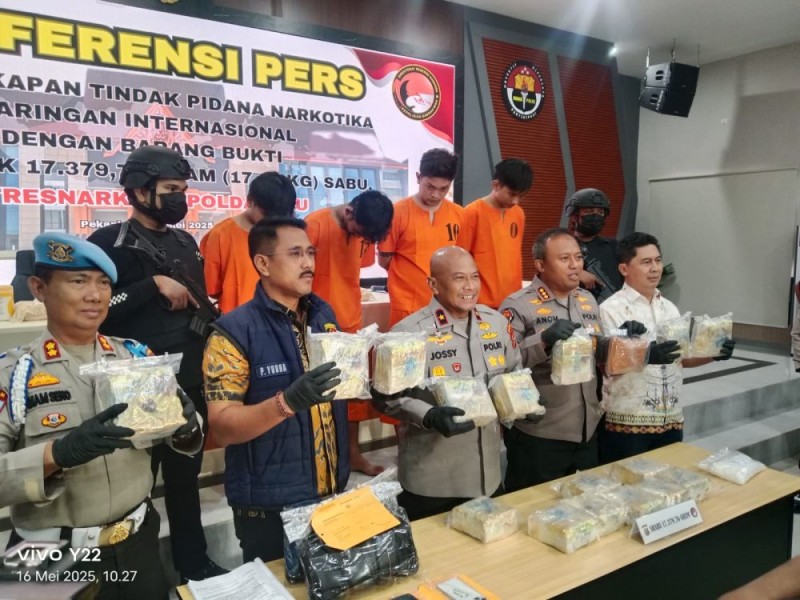Polda Riau Bongkar 17,37 Kg Sabu Jaringan Internasional, 4 Ditangkap