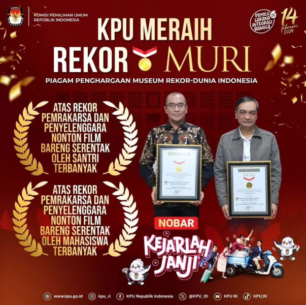 KPU Terima Rekor Penghargaan MURI, Nonton Bareng Film “Kejarlah Janji”