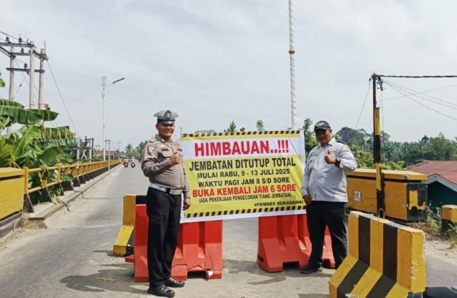 Dalam Masa Perbaikan,Jembatan Sungai Rokan Tutup Total